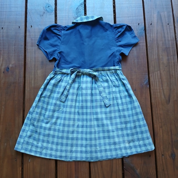 True vintage antique 1930's 30's baby toddler little girls blue plaid dress - Picture 2 of 8